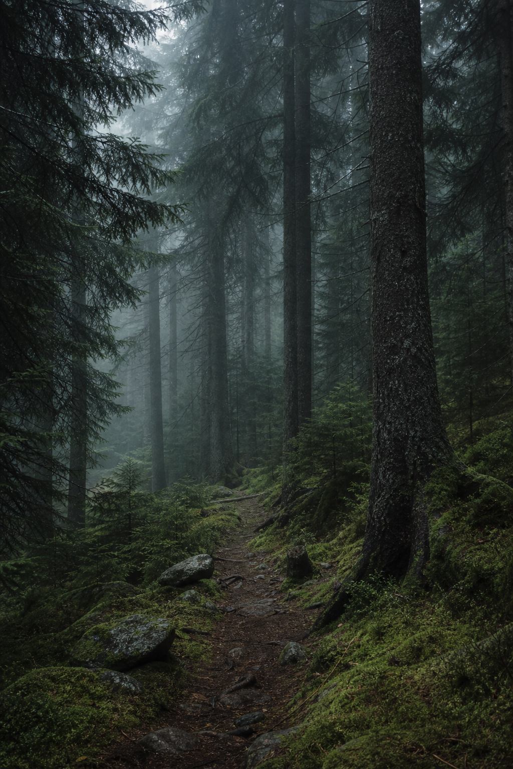 Schwarzwald Fichtenweg im Nebel