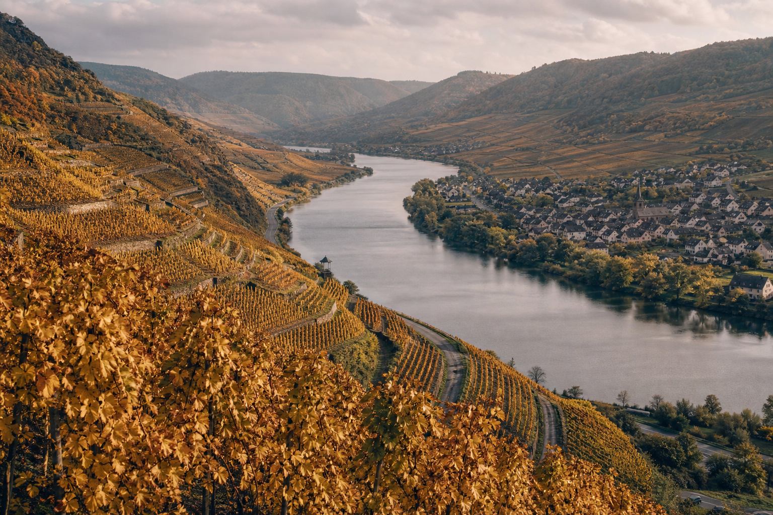 Mosel Weinberge im Herbst
